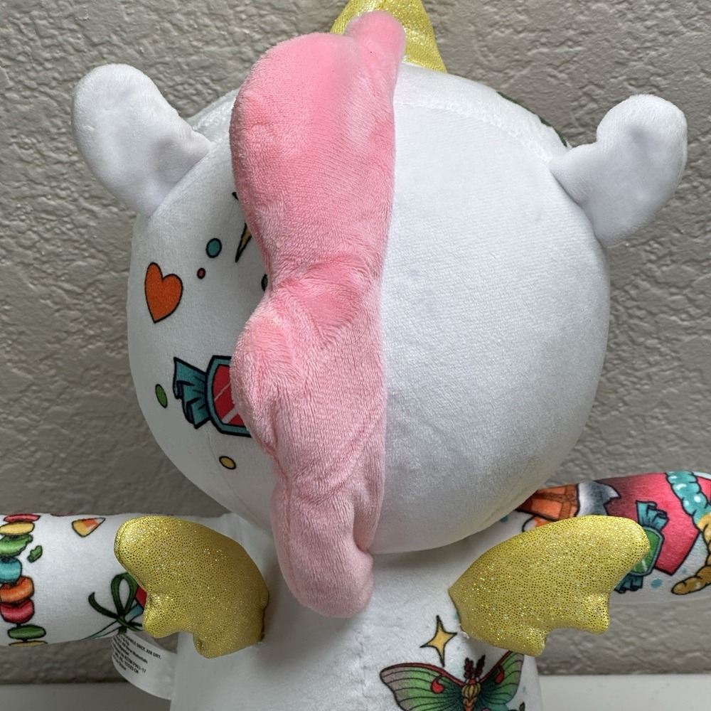 Tattoo Zoo 2023 Candy the Unicorn Colorful Plush sparkle wings 15" (Dirty Spots) - Picture 9 of 10